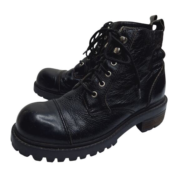 Vintage Y2K Candies Combat Engineer Boot 8 Chunky Leather Motorcycle Grunge Goth - Picture 1 of 10